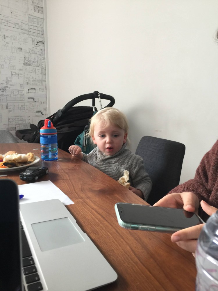 Eating lunch and helping us prepare for the school! 